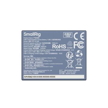 SmallRig 5062 NP-W126S USB-C Şarj Edilebilir Kamera Pili