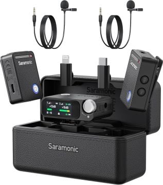 Saramonic Ultra 03 Kablosuz Yaka Mikrofonu, 32-Bit ( RX9+TX9+TX9 Lavalıer MIC – Black)