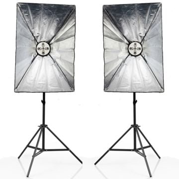 Video ve Fotoğraf için 50x70cm 5 Duylu Softbox 2'li Sürekli Işık Seti