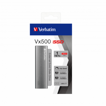 VERBATIM 47444 - 1TB VX500 USB 3.2 GEN 2 EXTERNAL SSD (Okuma 500MB/sn.- Yazma 440MB/sn.)