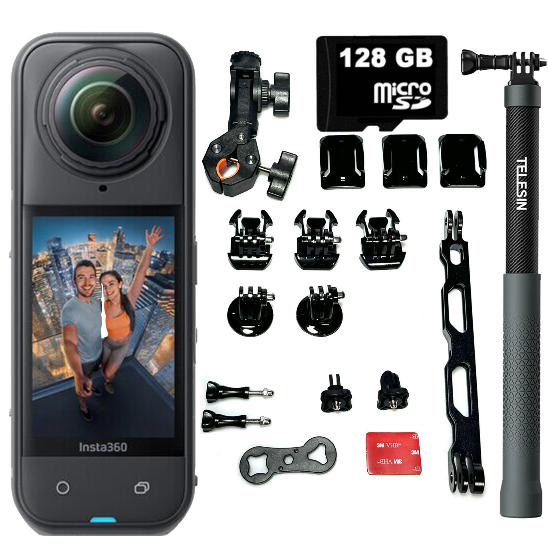 Insta360 X5 360 Derece 8K Aksiyon Kamera + Full Böwee Motosiklet Set (128GB Hafıza Kartı Dahil)