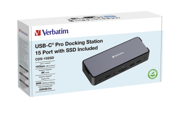 Verbatim 15 Port USB-C Bağlantılı Çoklayıcı SSD Yuvalı Dock  2 x HDMI, 1 x D Port, 1 x RJ45, 1 x Usb-A 3.2 Gen2, 2 x Usb-A 3.2