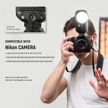 Neewer Z2PRO-N Nikon Uyumlu 76W Yuvarlak Kafa Akülü Tepe Flaşı