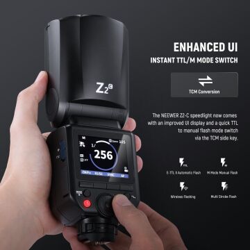 Neewer Z2PRO-C Canon Uyumlu 76W Yuvarlak Kafa Akülü Tepe Flaşı