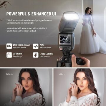 Neewer Z880-C TTL Canon Uyumlu 76W Akülü Tepe Flaşı