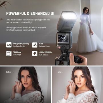 Neewer Z880-N TTL Nikon Uyumlu 76W Akülü Tepe Flaşı