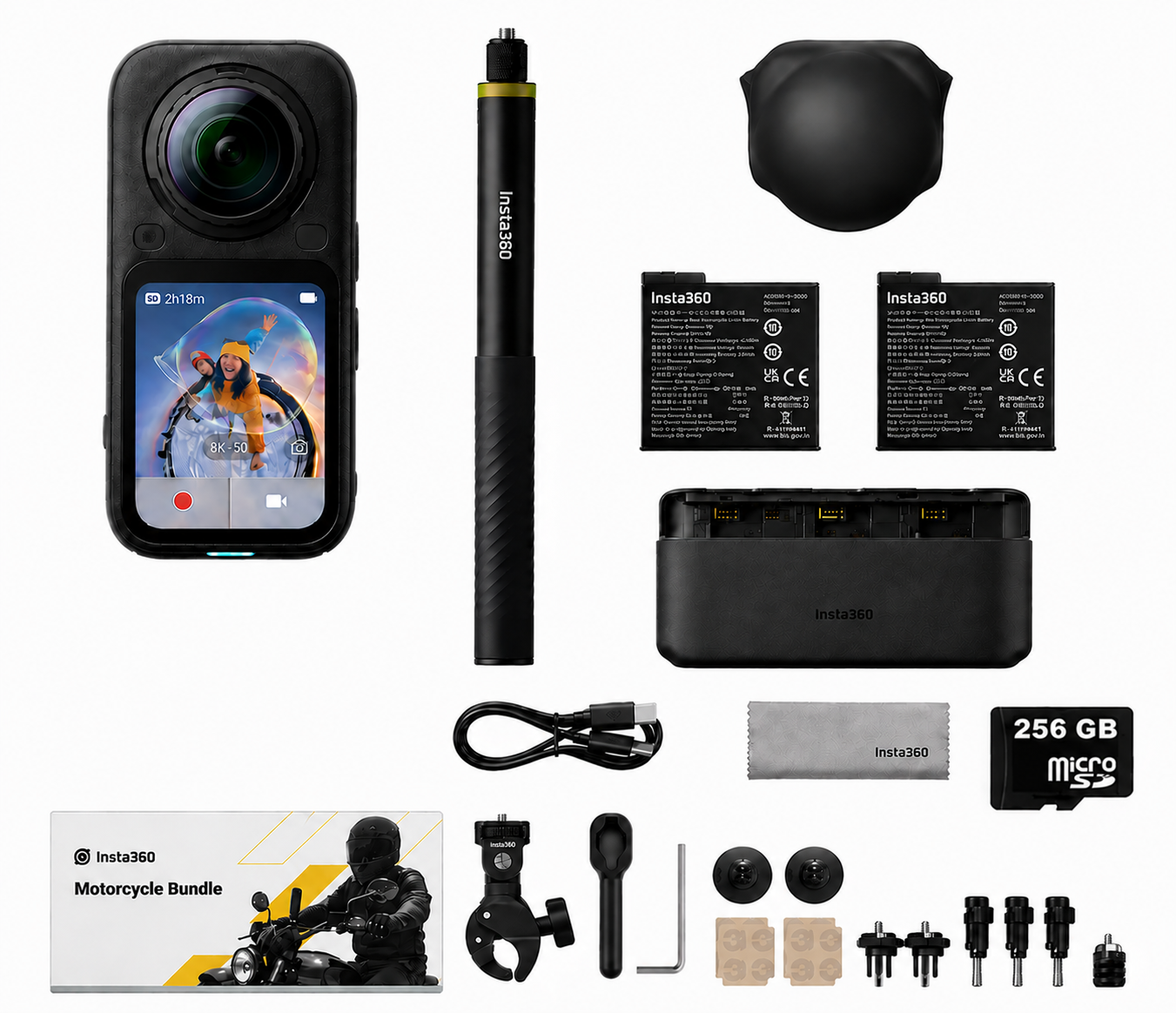 İnsta360 X6 Essentials Bundle Motosiklet Set 256GB Hafıza Kartı Dahil
