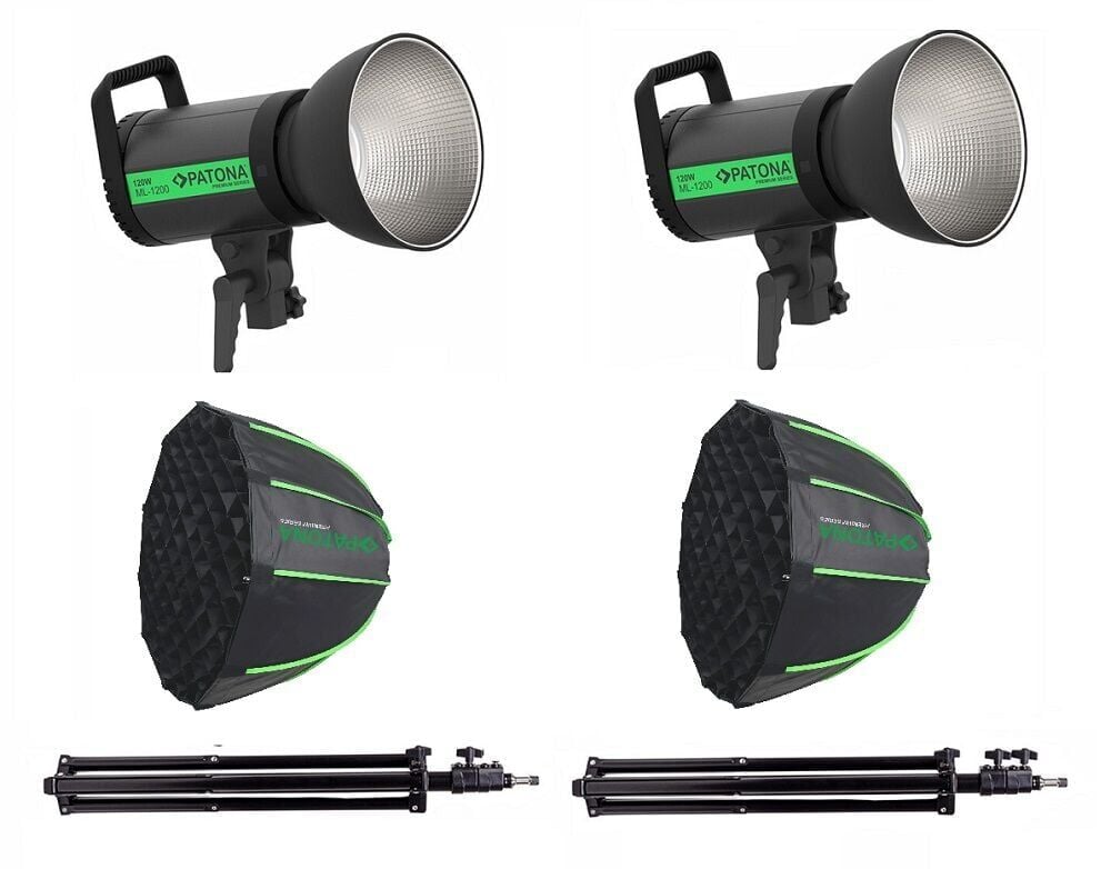 PATONA 4198 ML-1200 120W Bi-Color LED Hızlı Kurulum  60cm Octagon Softbox Çiftli Işık Kiti