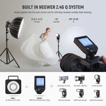 Neewer Q4 400Ws 2.4G TTL Akülü Paraflaş (Sony)