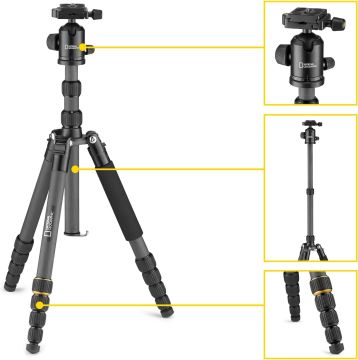 National Geographic Carbon Fiber Travel Tripod with Ball Head ( NGTR004TCF )