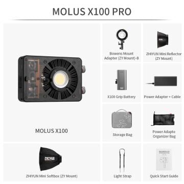 Zhiyun Molus X100 Pro Paket Bi-Color 100W COB LED Video Işığı