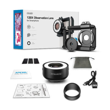 Apexel 120X Işıklı Makro Lens