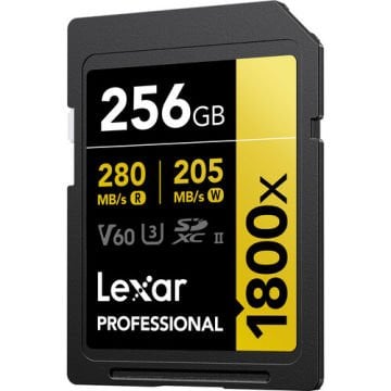 Lexar 256GB Professional 1800x UHS-II V60 SDXC Hafıza Kartı