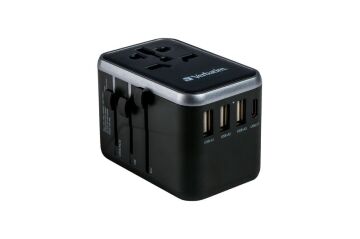 Verbatim Evrensel Seyahat Şarj Adaptörü UTA-04 61W PD3 3x Usb-A 2x Usb-C-(49546)