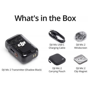 DJI Mic 2 Transmitter Dahili Mikrofonlu Kaydedici (Shadow Black)