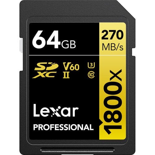Lexar 64GB Professional 1800x UHS-II SDXC V60 Hafıza Kartı