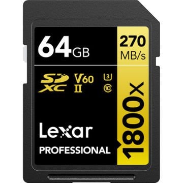 Lexar 64GB Professional 1800x UHS-II SDXC V60 Hafıza Kartı