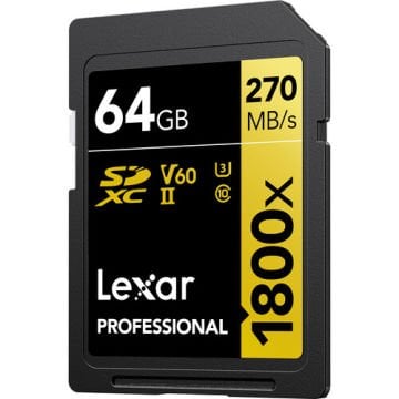 Lexar 64GB Professional 1800x UHS-II SDXC V60 Hafıza Kartı