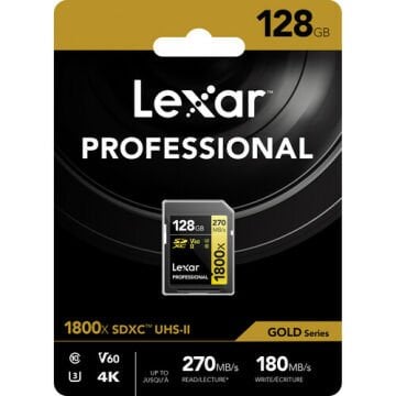 Lexar 128GB Professional 1800x UHS-II SDXC V60 Hafıza Kartı