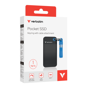 Verbatim 1 TB Pocket Mini Taşınabilir SSD Usb 3.2 - 1000MB/S-1000MB/S Siyah/ Mavi Kablo Dahil-(321901)