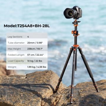 K&F Concept T254A8 Monopod Özellikli Tripod (239cm Uzunluk)