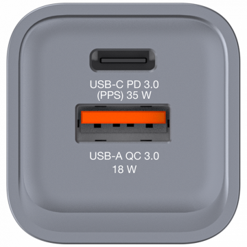 Verbatim 35W GAN Hızlı Şarj 2-Bağlantı Noktalı 1 x Usb-C® PD 35W / 1 x Usb-A QC 3.0-(32200)