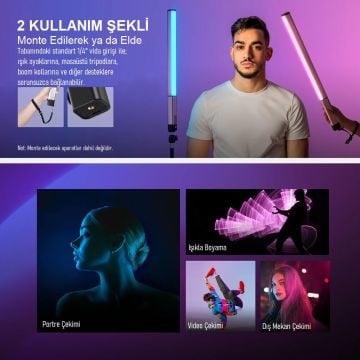 Neewer CL124 RGB El Tipi LED Işık Tüpü