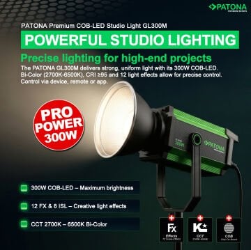 Patona 4168 Premium GL300M Bi-Color Cob-Led-Stüdyo Işığı 300W