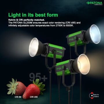 Patona 4169 Premium GL200M Bi-Color Cob-Led-Stüdyo Işığı 200W