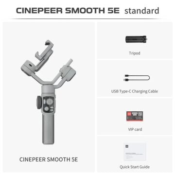 Zhiyun Cinepeer SMOOTH 5E Combo (AI) – Akıllı 3 Eksenli Telefon Gimbal + Dahili Işık + Yapay Zeka Takip