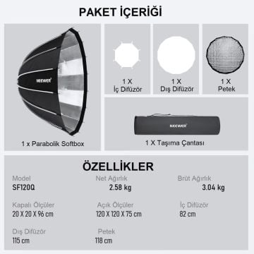 NEEWER 120cm Parabolic Softbox