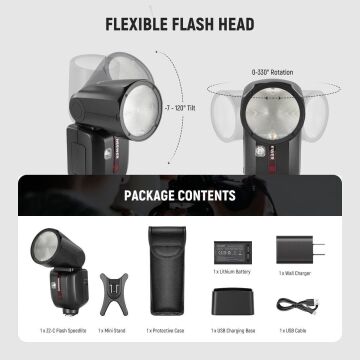Neewer Z2PRO-N Nikon Uyumlu 76W Yuvarlak Kafa Akülü Tepe Flaşı