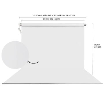 Stüdyo Teknik 160x270 cm Fon Perdesi Beyaz