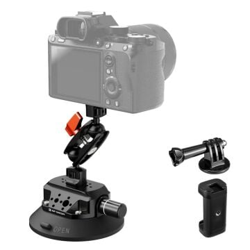 K&F Concept KF31.100 4,5'' Kamera Vantuzu  Sihirli Kol Cep Telefonu Kelepçesi ve GoPro Adaptör ile