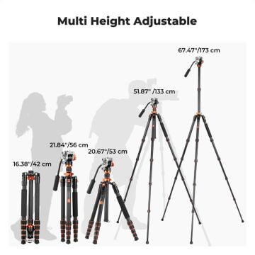 K&F Concept O255C4+FH-03 Carbon Fiber Video Tripod