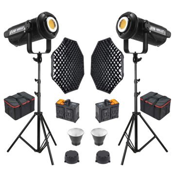 Gdx LV-700C-II B Bi Color Led Video Işığı 2'li Full Set (Gridli 120 Octa Softbox + 260 cm Kalın Işık Ayağı)