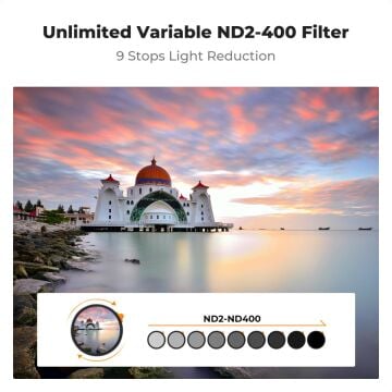 K&F Concept 95mm Nano-X Variable ND2-400 Filtre (1 ile 9 Stop)