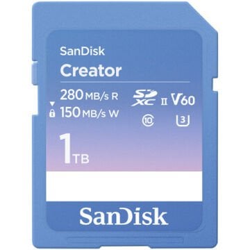 SanDisk 1TB Creator Series 280MB/s V60 UHS-II SDXC Hafıza Kartı SDSDXEP-1T00-GNCIS