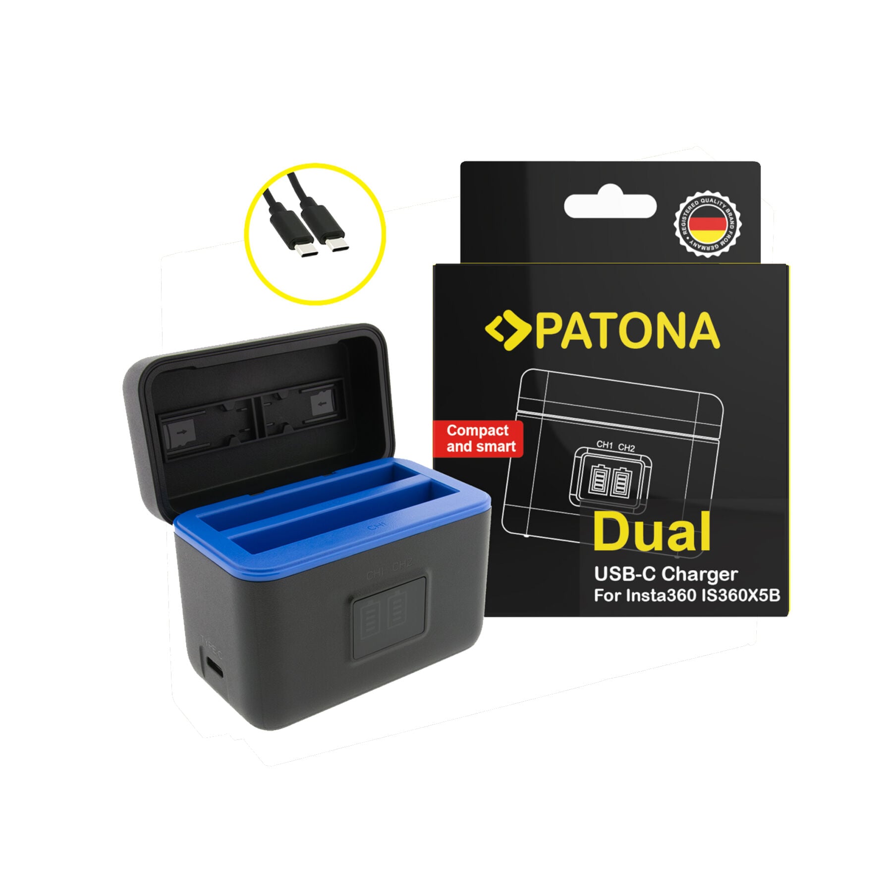 Patona 1744 Insta360 X5 Dual Çiftli Sarj Aleti