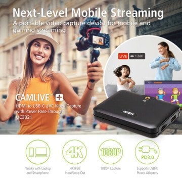 Aten CAMLIVE+ HDMI to USB Type-C UVC Video Capture (UC3021)