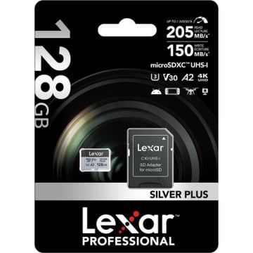 Lexar 128GB UHS-I microSDXC V30 Silver Plus Professional Hafıza Kartı