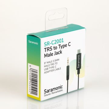 Saramonic SR-C2001 Erkek 3,5 mm TRS Mikrofon Girişi iPhone 15, Android, Bilgisayarlar, iPad (M/S) için USB-C Adaptörüne