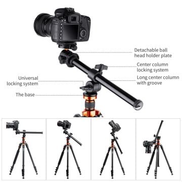 K&F Concept K234A7 + BH-28L Extension Arm Monopod Özellikli Tripod