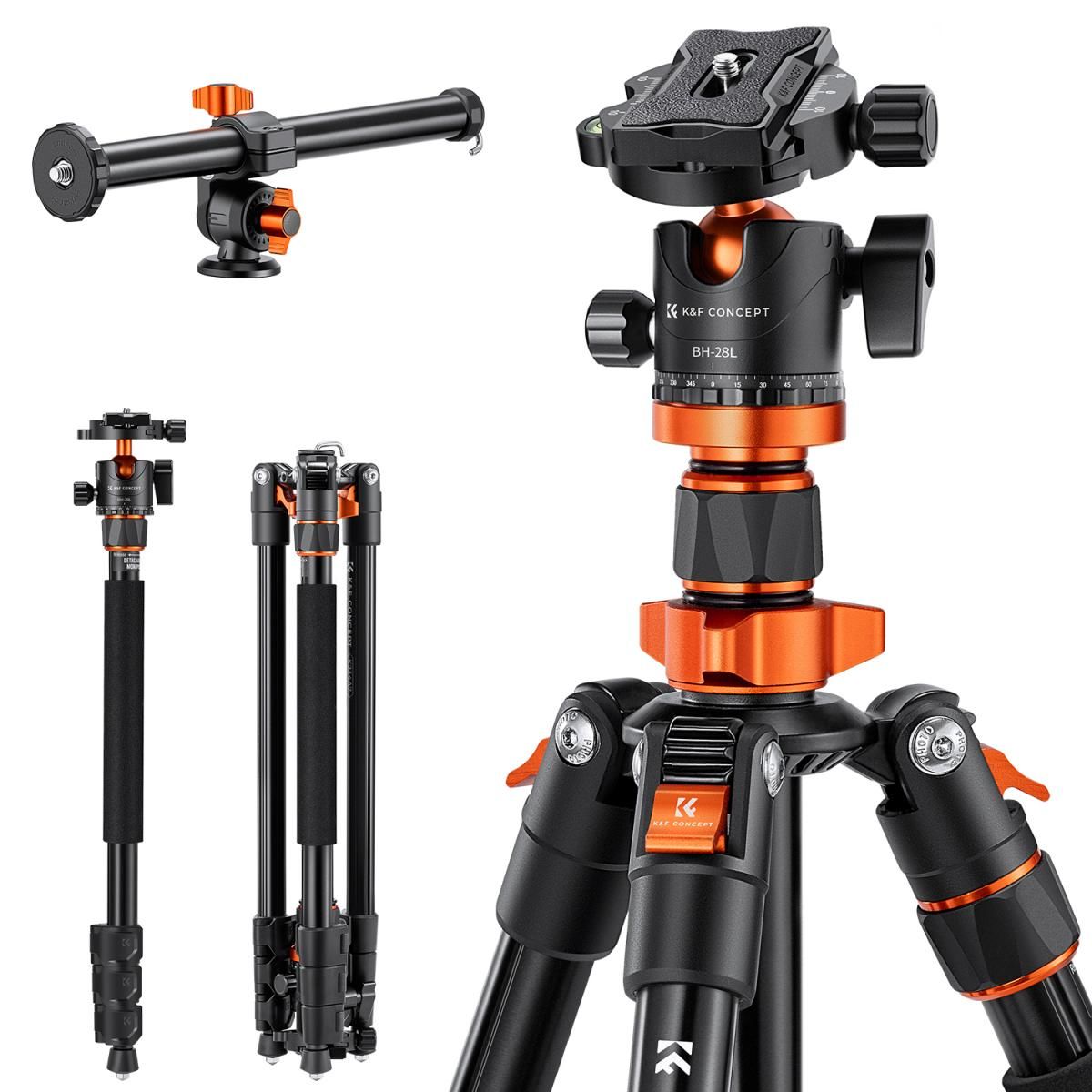 K&F Concept K234A7 + BH-28L Extension Arm Monopod Özellikli Tripod